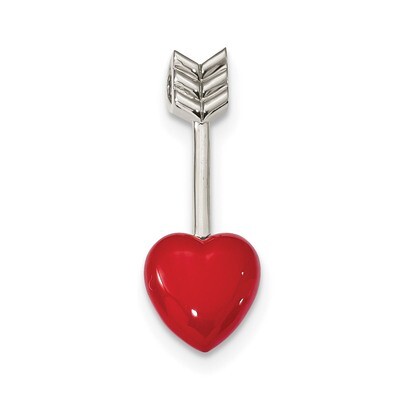 Arrow Enamel Heart Chain Slide Sterling Silver Rhodium-plated QP4808, MPN: QP4808,