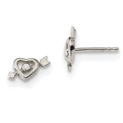 Heart with Arrow Post Earrings Sterling Silver QE13395, MPN: QE13395, 191101236297