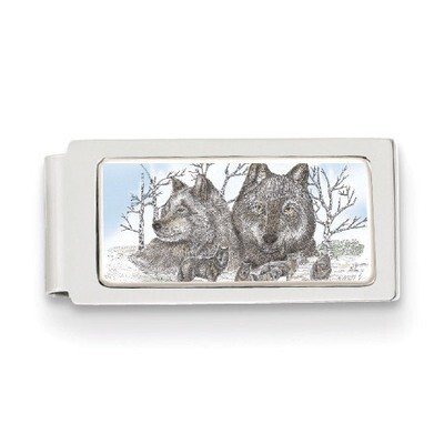 Barlow Designs Color Wolf Portrait Hinged Money Clip GM12253, MPN: GM12253, 617414580426