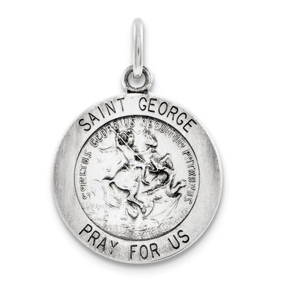 Saint George Medal Antiqued Sterling Silver QC5727, MPN: QC5727, 191101183881