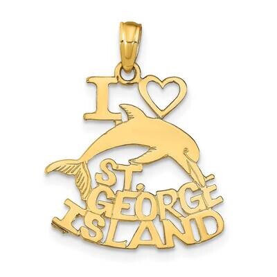 I Heart St. George Island with Dolphin Pendant 14k Gold K9770, MPN: K9770,