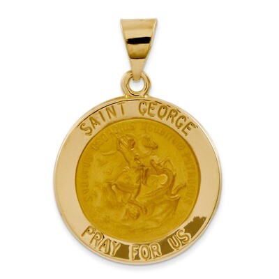 Saint George Medal Pendant 14k Gold Polished and Satin XR1329, MPN: XR1329, 883957450377