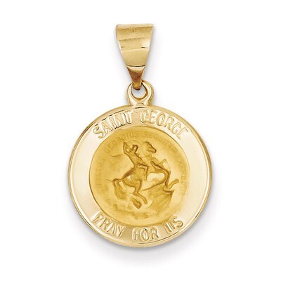 Saint George Medal Pendant 14k Gold Polished and Satin XR1328, MPN: XR1328, 883957450360