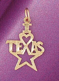 Dazzlers Jewelry I Love Texas Pendant Necklace Charm Bracelet in Yellow, White or Rose Gold 4880, M…
