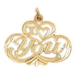Dazzlers Jewelry I Love You Pendant Necklace Charm Bracelet in Yellow, White or Rose Gold 10199, MP…