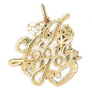 Dazzlers Jewelry I Love You Pendant Necklace Charm Bracelet in Yellow, White or Rose Gold 10193, MP…