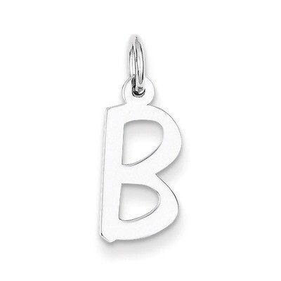 Medium Slanted Block Initial B Charm Sterling Silver QC5083B, MPN: QC5083B, 191101463952