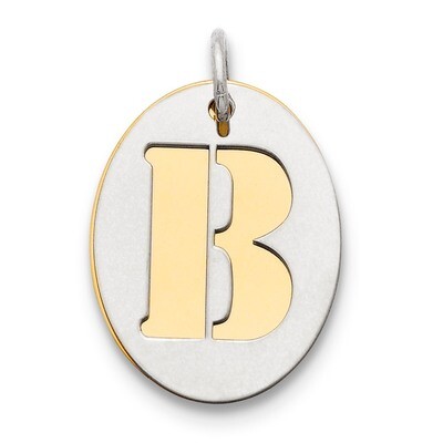 Initial B Double Plate Oval Charm Sterling Silver QC7911B, MPN: QC7911B,