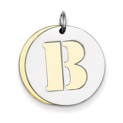 Initial B Double Plate Round Charm Sterling Silver QC7910B, MPN: QC7910B,