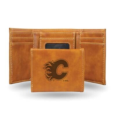 NHL Calgary Flames Brown Faux Leather Trifold Wallet GC7817, MPN: GC7817, 767345901262