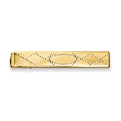 Kelly Waters Tie Bar with Criss Cross &amp; Oval Center Gold-plated KW721, MPN: KW721,