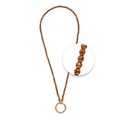 Nikki Lissoni Necklace with Brown Facet Round Pyrite Beads of 4mm Rose Gold-Plated 48cm 19in N1010R…