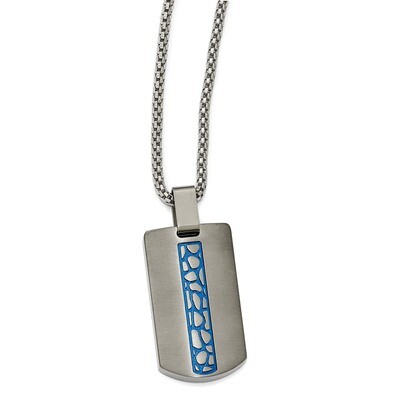 Edward Mirell Titanium Blue Anodized Brushed &amp; Polished Necklace EMN150-20 by Edward Mirell, MPN: E…