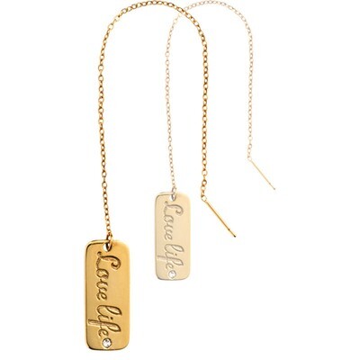 Nikki Lissoni Love Life Threader Earrings with Tag Gold-Plated 25mm EA2011GL, MPN: EA2011GL, 871907…