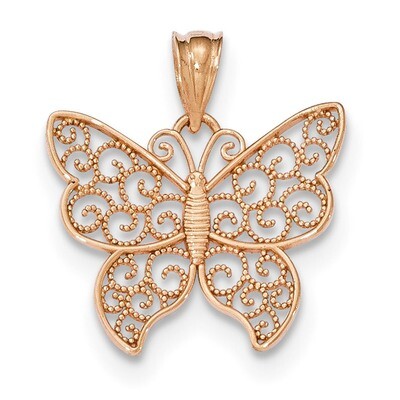Polished Filigree Butterfly Pendant 14k Rose Gold K5327, MPN: K5327, 191101457098