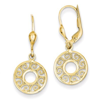 Leverback Filigree Earrings 14k Gold TH567, MPN: TH567, 886774562582