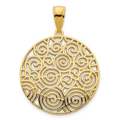 Fancy Filigree Disc Pendant 14k Gold D5042, MPN: D5042,