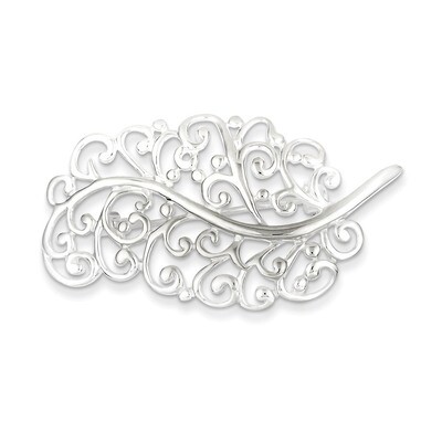 Filigree Leaf Pin Sterling Silver QP153, MPN: QP153, 191101279744