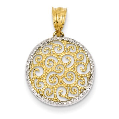 Filigree Circle Pendant 14K Gold &amp; Rhodium K4786, MPN: K4786, 191101455629