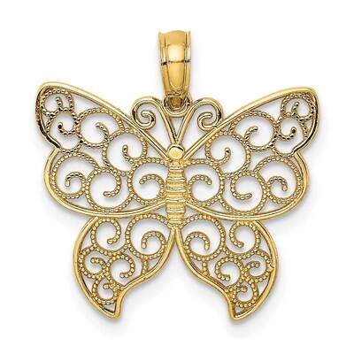 Beaded Filigree Small Butterfly Charm 14k Gold K6477, MPN: K6477, 637218000838