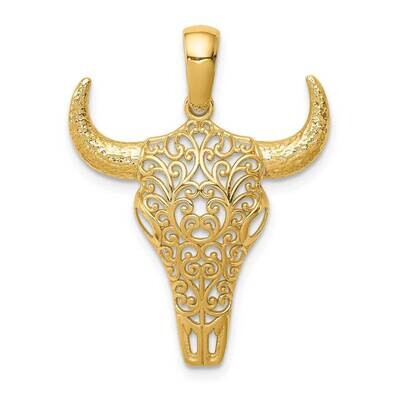 Filigree Steer Skull Pendant 14k Gold C4544, MPN: C4544, 883957924915