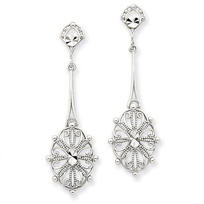 Diamond-cut Filigree Earrings 14k White Gold TP137, MPN: TP137, 886774119120