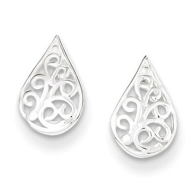 Filigree Post Earrings Sterling Silver QE8652, MPN: QE8652, 883957555423