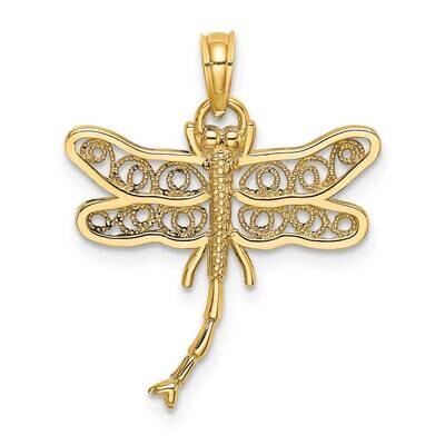 Dragonfly with Beaded Filigree Wings Charm 14k Gold K6460, MPN: K6460, 637218000593