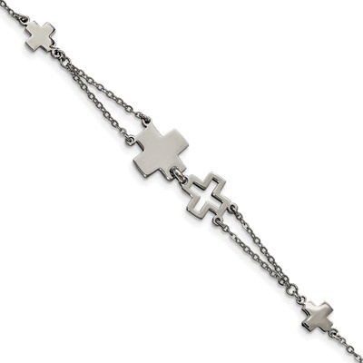Cross Bracelet Stainless Steel SRB1696-7.5 by Chisel, MPN: SRB1696-7.5, 191101646232