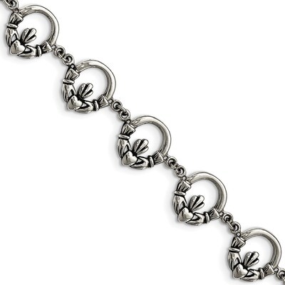 Claddagh Bracelet Stainless Steel Polished SRB1665-7.25 by Chisel, MPN: SRB1665-7.25, 191101647734