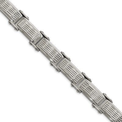Stainless Steel Polished/Brushed Textured Link Bracelet Stainless Steel Polished SRB1998-8.25 by Ch…