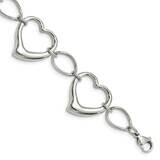 Hearts Bracelet Stainless Steel Polished SRB1453-7.75 by Chisel, MPN: SRB1453-7.75, 191101391453