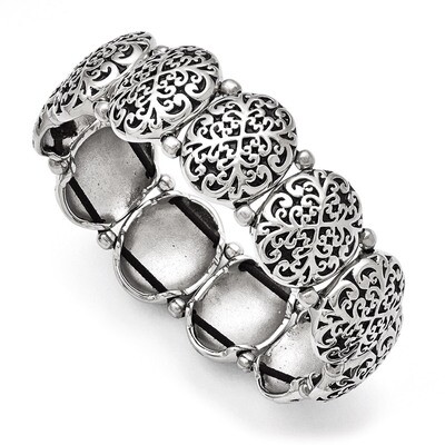 Polished Antiqued Oval Stretch Bracelet - Stainless Steel SRB1391 by Chisel, MPN: SRB1391, 19110138…
