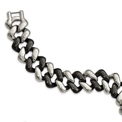 Black Ceramic Polished Bracelet Stainless Steel SRB2119-7.5 by Chisel, MPN: SRB2119-7.5, 1911010164…