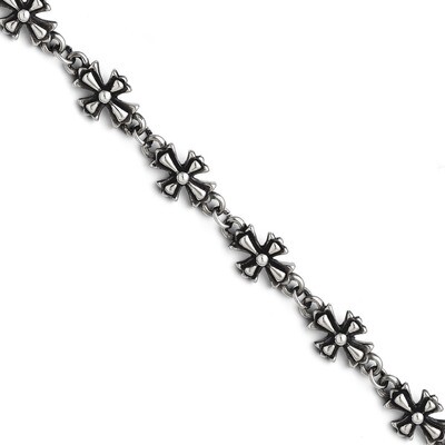 Antiqued Crosses Bracelet - Stainless Steel SRB1295 by Chisel, MPN: SRB1295, 886774260945