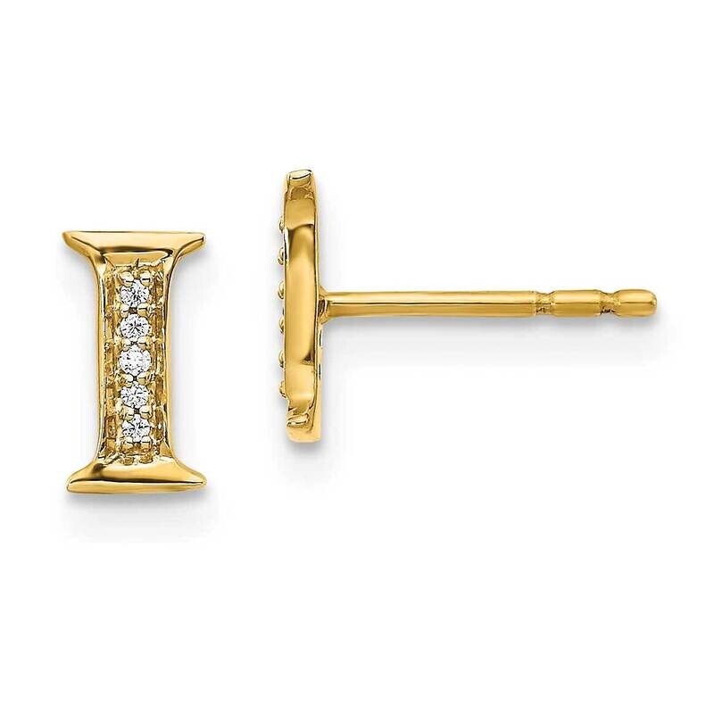 Initial I Earrings 14k Gold Diamond EM4170I-003-YA, MPN: EM4170I-003-YA, 883957261508