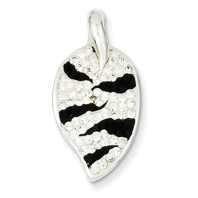 Sterling Silver Stellux Crystal Animal Print Leaf Shaped Pendant QP2549