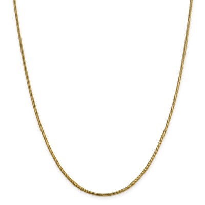 30 Inch 1.85mm Round Snake Chain 14k Gold SNA180-30, MPN: SNA180-30, 886774962252