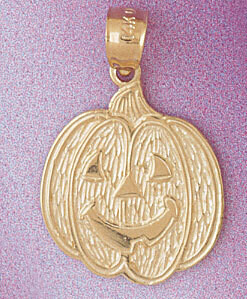 Dazzlers Jewelry Halloween Pumpkin Pendant Necklace Charm Bracelet in Yellow, White or Rose Gold 56…