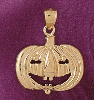 Dazzlers Jewelry Halloween Pumpkin Pendant Necklace Charm Bracelet in Yellow, White or Rose Gold 56…
