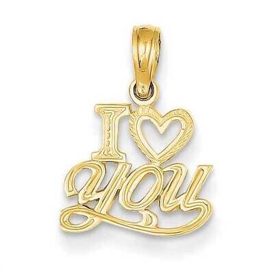 Textured I Heart You Pendant 14k Gold Polished  D3868, MPN: D3868, 637218025282