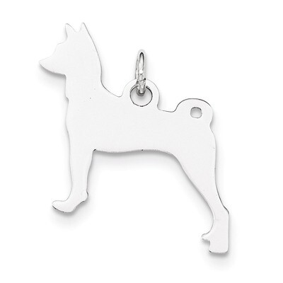 Toni Tails Engraveable Small Basenji Disc Charm Sterling Silver QP4709