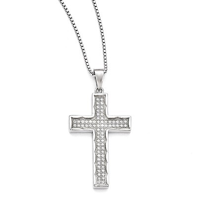 Cross Necklace Sterling Silver &amp; Cubic Zirconia QMP421-18, MPN: QMP421-18, 883957540696