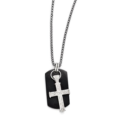 Edward Mirell Black Titanium &amp; Sterling Silver Cross Pendant Necklace EMN131-20 by Edward Mirell, M…