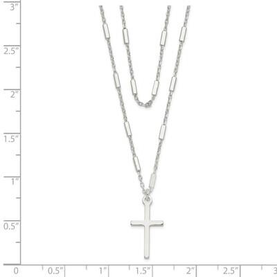 Fancy Cross Double Strand Necklace 16.25 Inch Sterling Silver QG6058-16.25, MPN: QG6058-16.25, 1911…