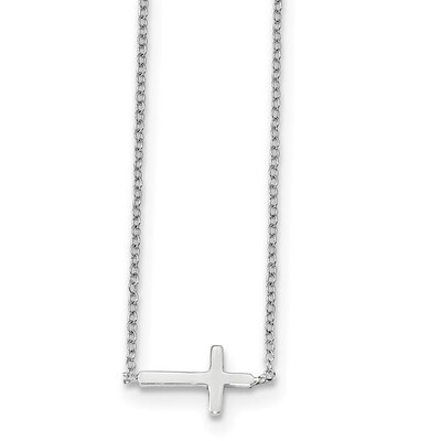 2 inch Extender Cross Necklace 16 Inch Sterling Silver Rhodium-plated QG4410-16, MPN: QG4410-16, 88…