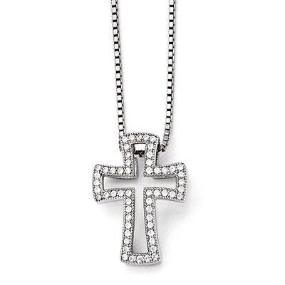 Cross Necklace Sterling Silver &amp; Cubic Zirconia QMP558-18, MPN: QMP558-18, 883957555966