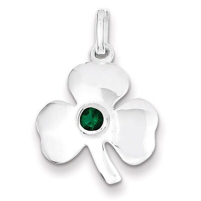 Clover with Green Glass Charm Sterling Silver QC2005, MPN: QC2005, 883957524672