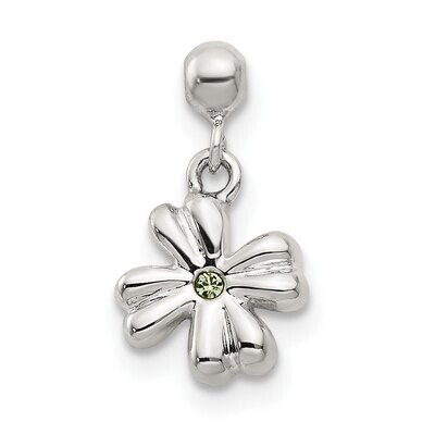 Dangle Clover Charm Sterling Silver Swarovski Crystal QMM104, MPN: QMM104,