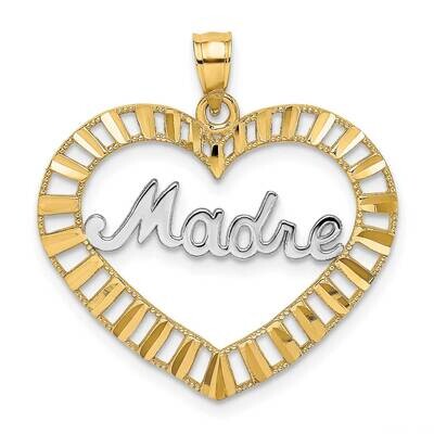 Madre In Heart Charm 14k Gold Rhodium K9403, MPN: K9403, 637218134656